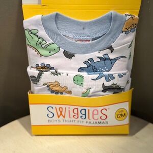 Swiggles Boys Tight Fit Pajamas 12M Dinosaur Print Long Sleeve Sleepwear